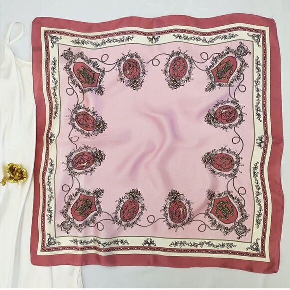 Pink Chain Silky Scarf  